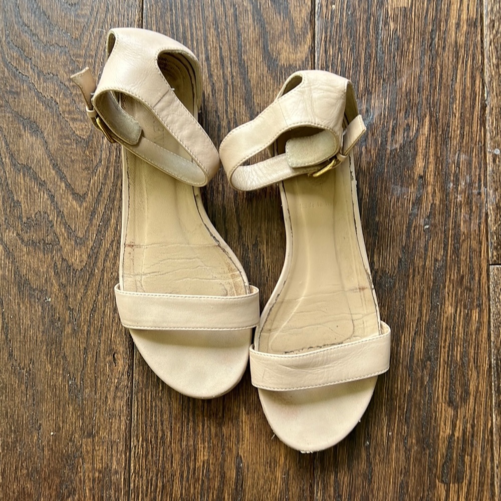 J. Crew nude leather ankle strap sandals in size 7.5